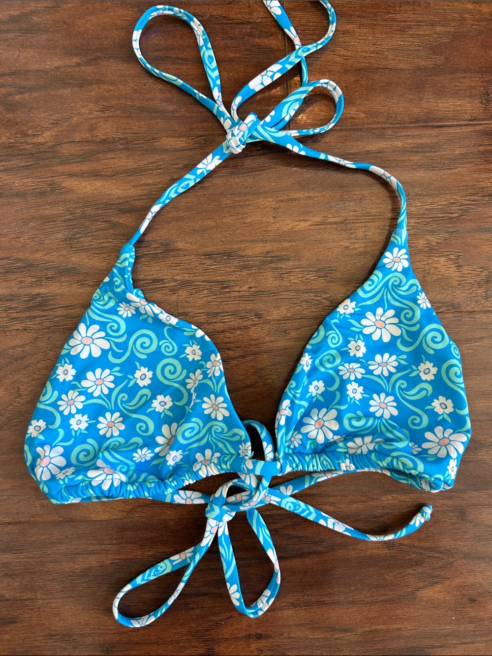 Dippin' Daisy's Bright Turquoise Floral Triangle Bikini Top